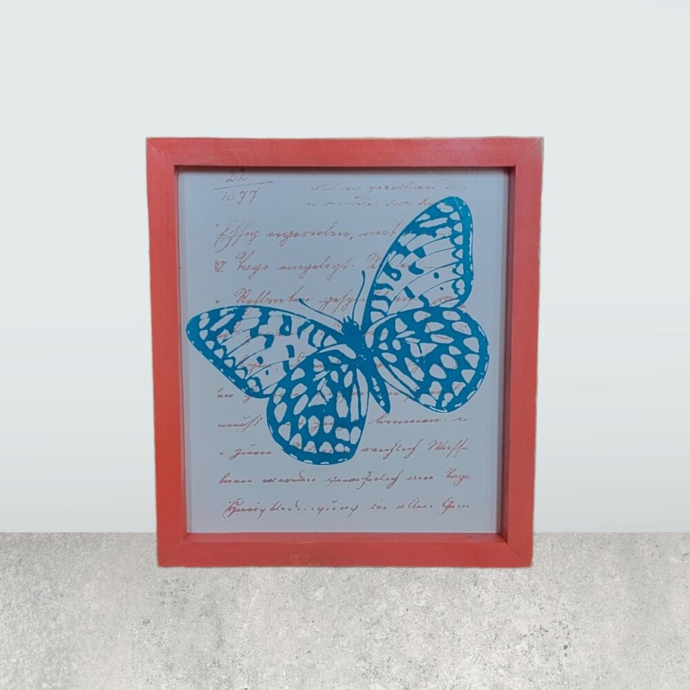 Etched Butterfly ~ Blue (9" x 8" Orange Box Frame)
